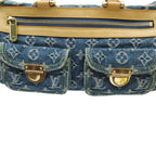 Louis Vuitton Handbag Monogram Denim Neo Speedy Gold Leather Mini Boston Purse — view 5