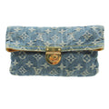 Louis Vuitton Clutch Pochette Plat Monogram Denim Gold Second Party Indigo