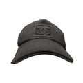 Chanel Sports Cap CC Logo Croco Embossed Leather Mesh Cap Hat Black
