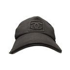 Chanel Sports Cap CC Logo Croco Embossed Leather Mesh Cap Hat Black