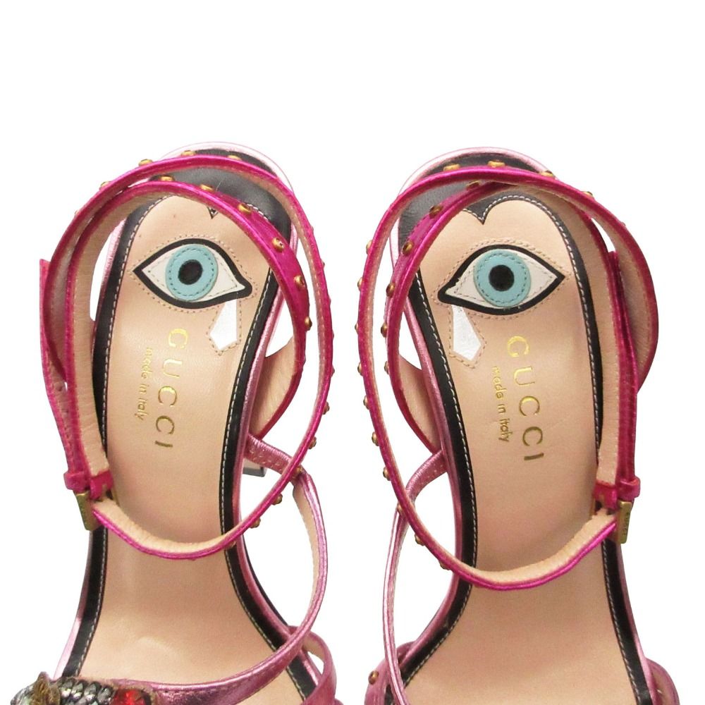 Gucci Sandals Visual Decoration Studded Pearl GG Shoes Pink — view 7