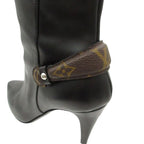 Louis Vuitton Legacy Boots Ankle Leather Pointed Toe Monogram Shoes Black — view 8