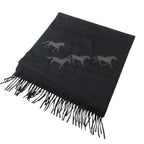 Hermes Scarf Shawl Cashmere Wild Horse Leather Patch Black — view 6