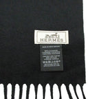Hermes Scarf Shawl Cashmere Wild Horse Leather Patch Black — view 5