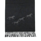 Hermes Scarf Shawl Cashmere Wild Horse Leather Patch Black — view 2