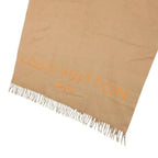 Louis Vuitton Scarf Cashmere Shawl Large Fringe Logo Camel — view 4