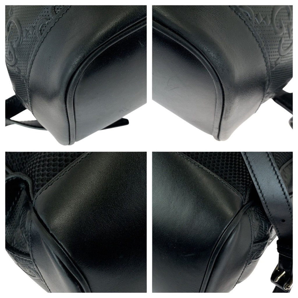Gucci GG Embossed Black Silver Leather Backpack — view 3