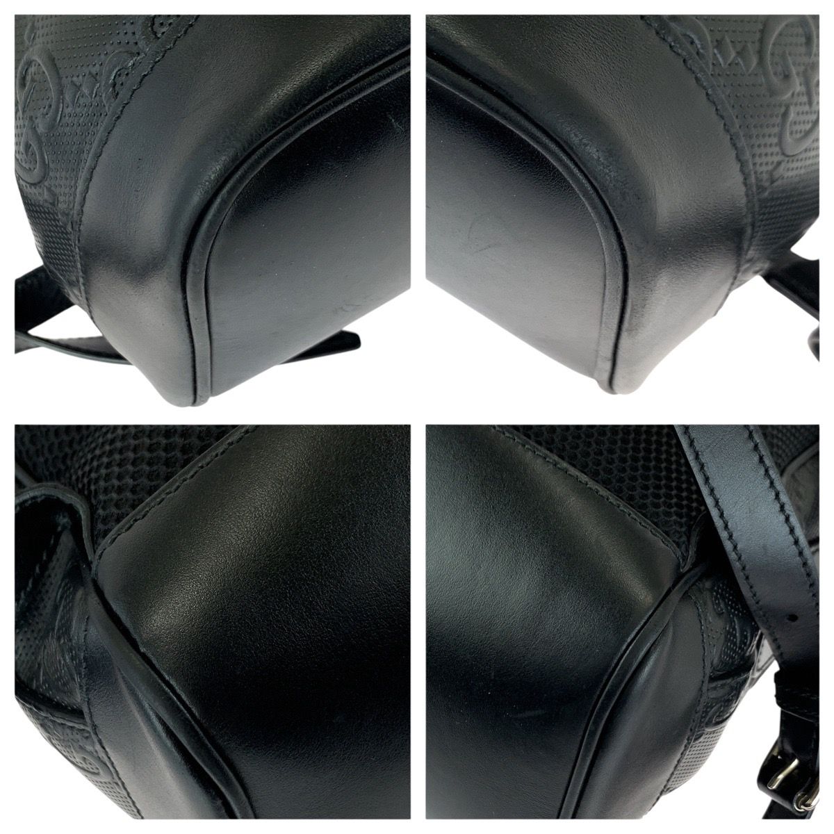 Gucci GG Embossed Black Silver Leather Backpack — view 3