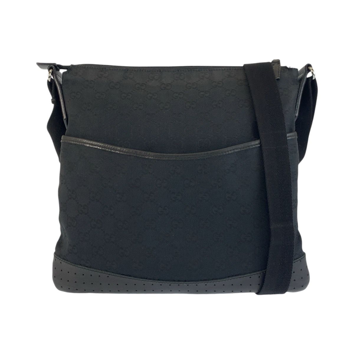 Gucci Black GG Canvas Leather Shoulder Bag Pochette