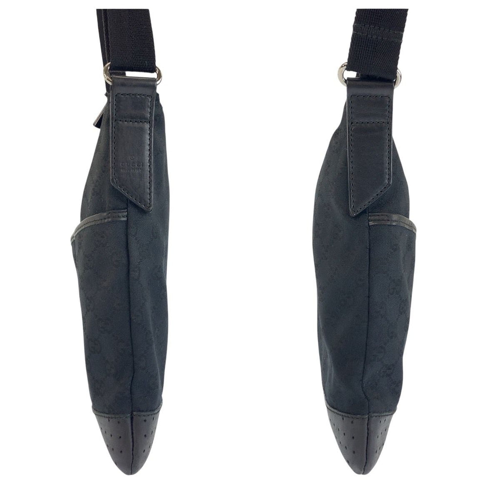Gucci Black GG Canvas Leather Shoulder Bag Pochette — view 7