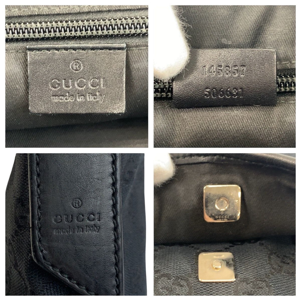 Gucci Black GG Canvas Leather Shoulder Bag Pochette — view 3