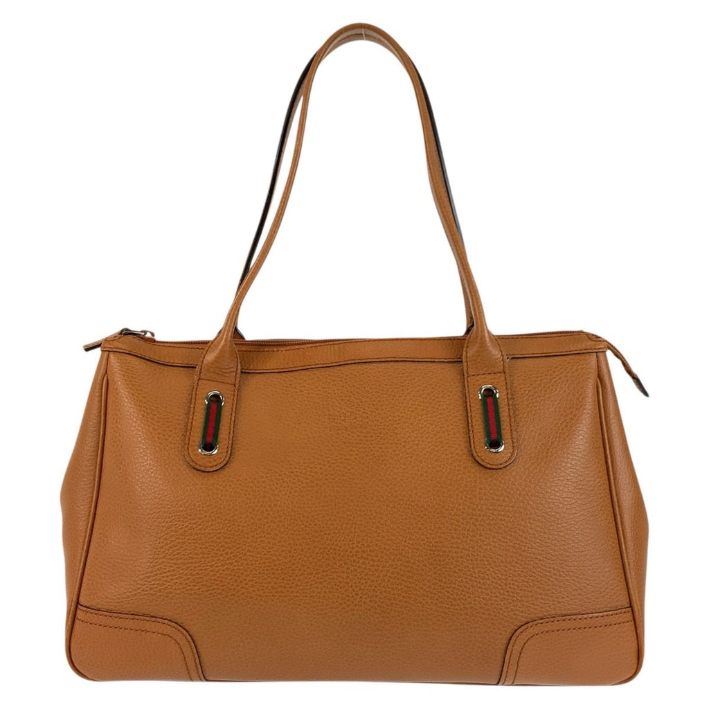 Gucci Sherry Line Brown Silver Leather Tote Shoulder