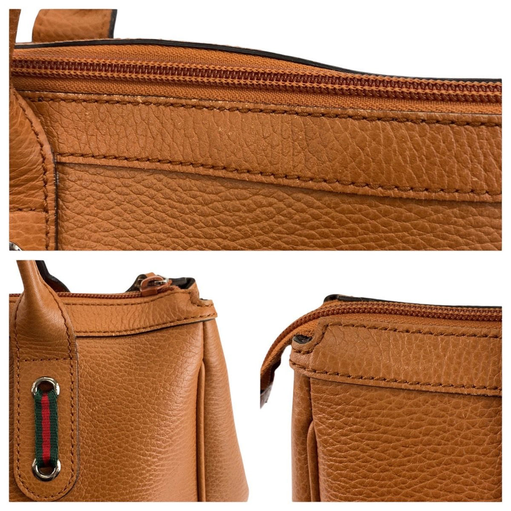 Gucci Sherry Line Brown Silver Leather Tote Shoulder — view 5