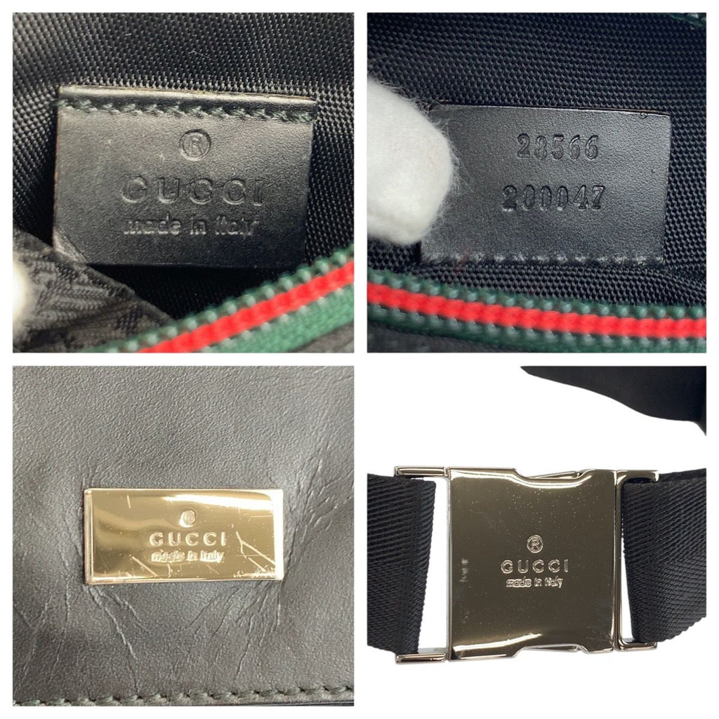 Gucci Sherry Line Black Nylon Leather Belt — view 3