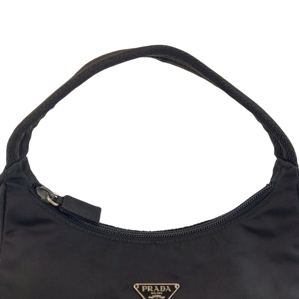 Prada Tessuto Black Silver Nylon Handbag Pouch — view 8