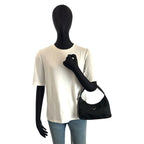 Prada Tessuto Black Silver Nylon Handbag Pouch — view 6