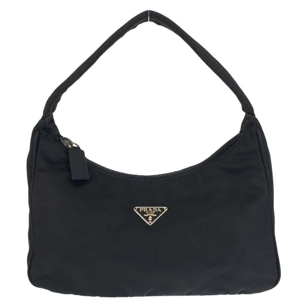 Prada Tessuto Black Silver Nylon Handbag Pouch