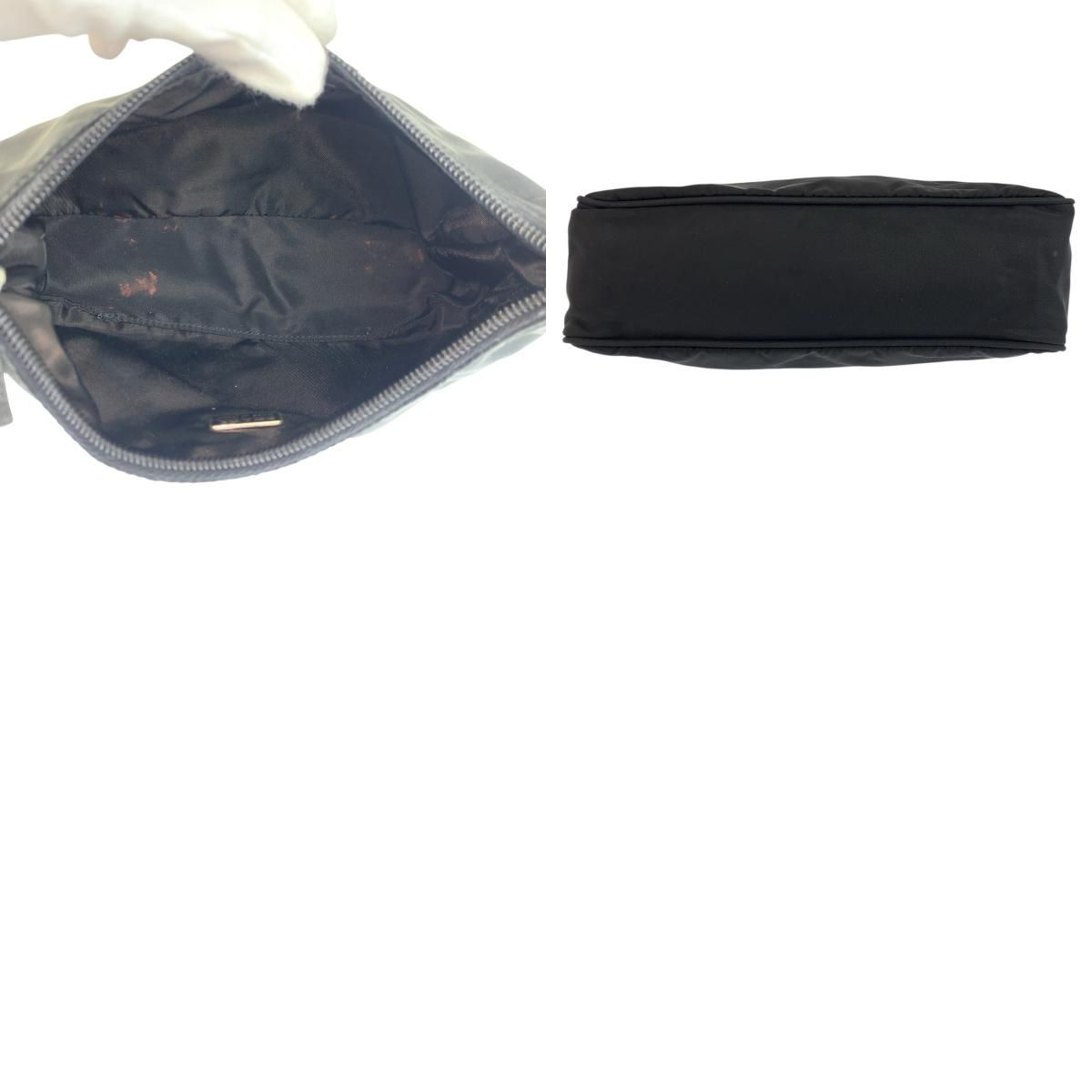 Prada Tessuto Black Silver Nylon Handbag Pouch — view 9