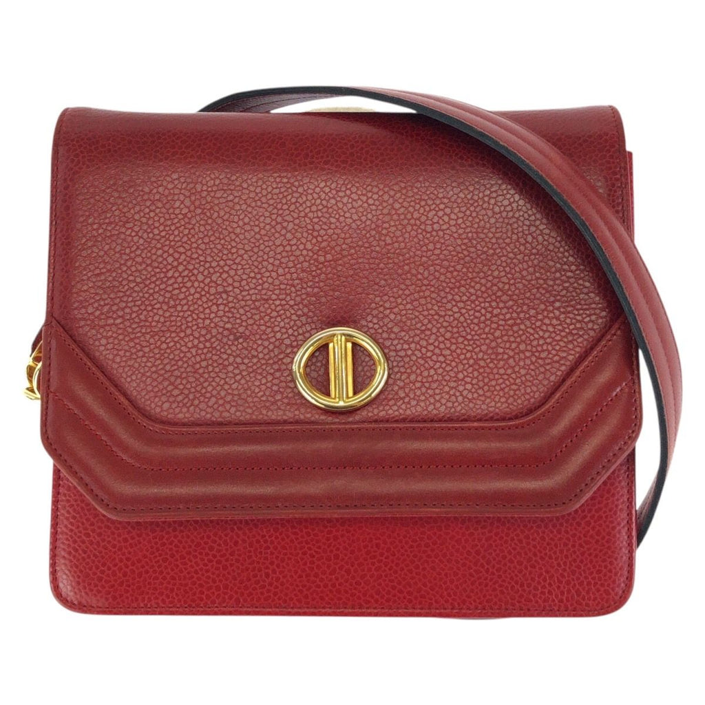Dior Vintage Red Gold Leather Shoulder Bag Pochette