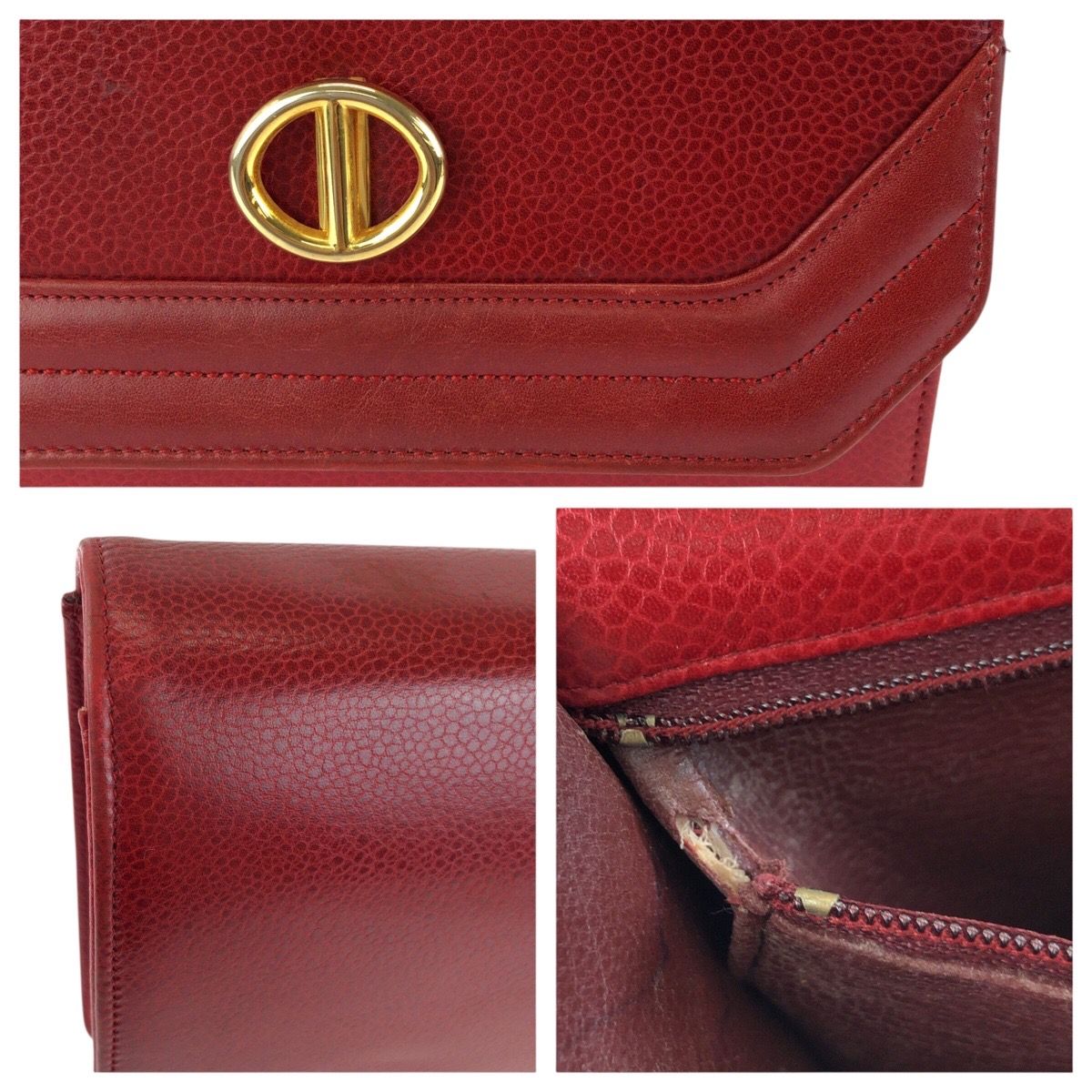 Dior Vintage Red Gold Leather Shoulder Bag Pochette — view 6