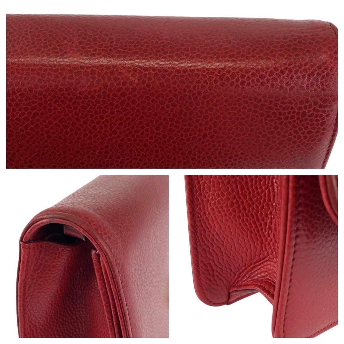 Dior Vintage Red Gold Leather Shoulder Bag Pochette — view 5
