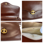 Celine Vintage Blason Brown Gold Leather 08 Shoulder Bag Pochette — view 5