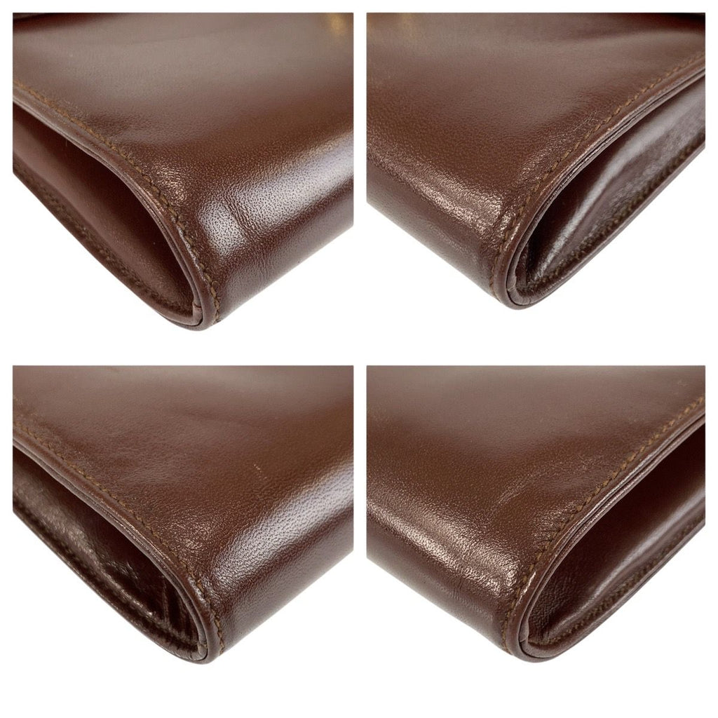 Celine Vintage Blason Brown Gold Leather 08 Shoulder Bag Pochette — view 4
