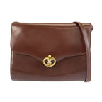 Celine Vintage Blason Brown Gold Leather 08 Shoulder Bag Pochette
