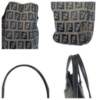 Fendi Zucchino Black Gray Canvas Leather Tote Shoulder — view 6
