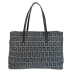Fendi Zucchino Black Gray Canvas Leather Tote Shoulder — view 2