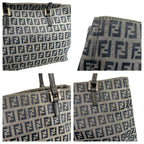 Fendi Zucchino Black Gray Canvas Leather Tote Shoulder — view 5