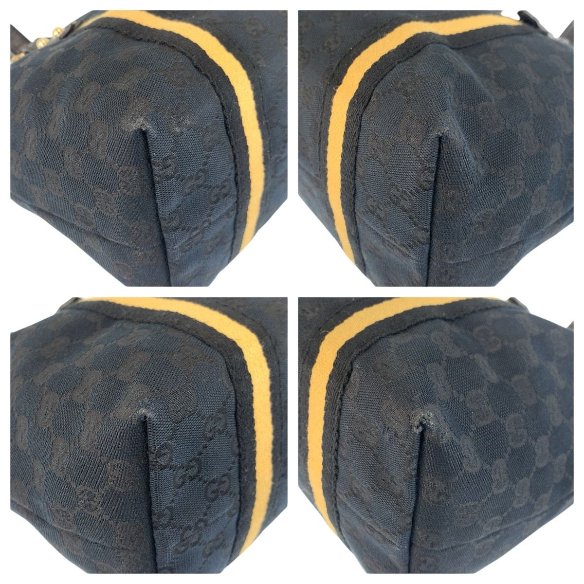 Gucci Sherry Line Black Gold GG Canvas Tote Shoulder — view 4