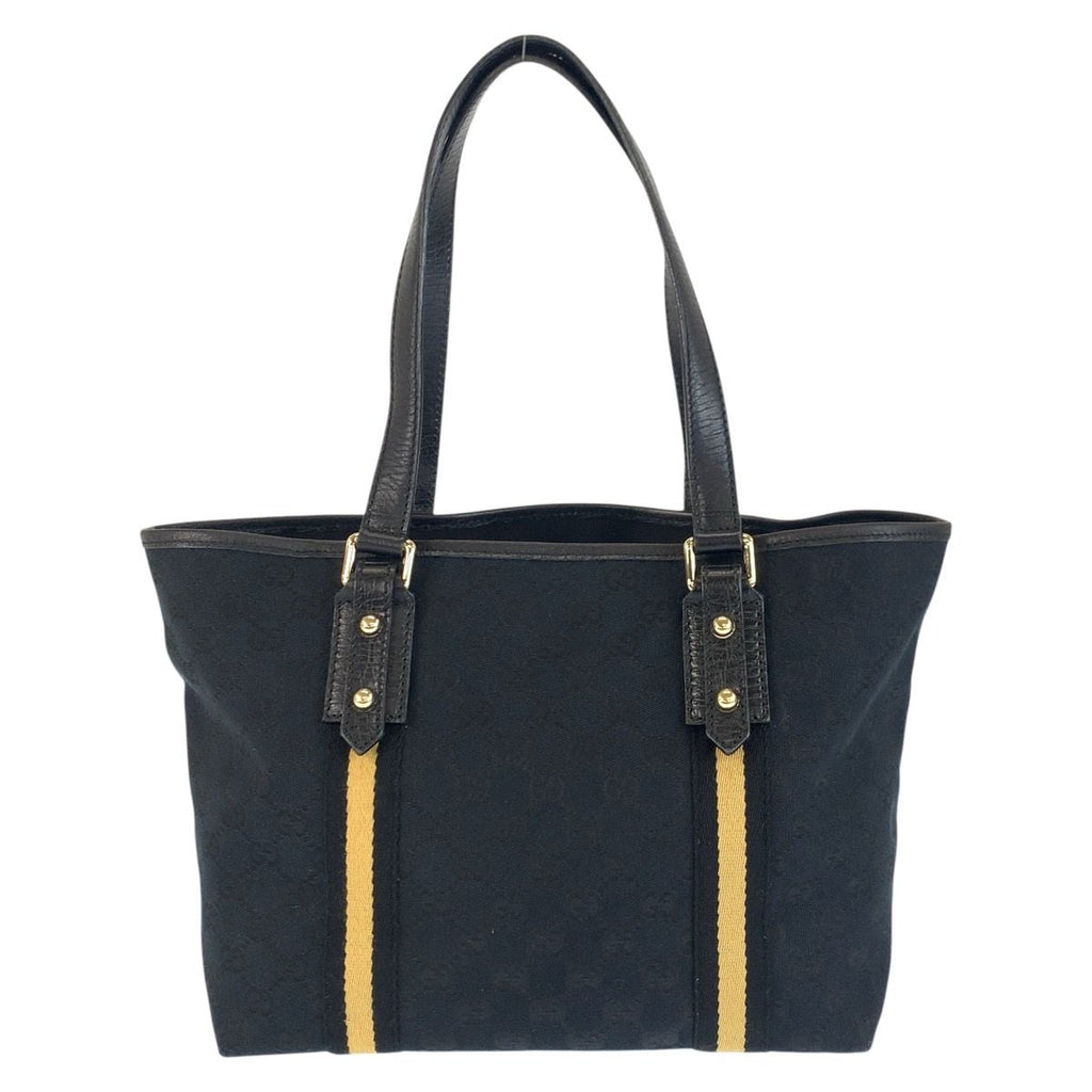 Gucci Sherry Line Black Gold GG Canvas Tote Shoulder — view 2