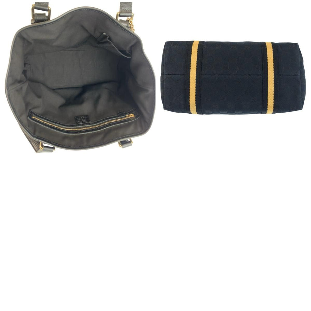 Gucci Sherry Line Black Gold GG Canvas Tote Shoulder — view 9