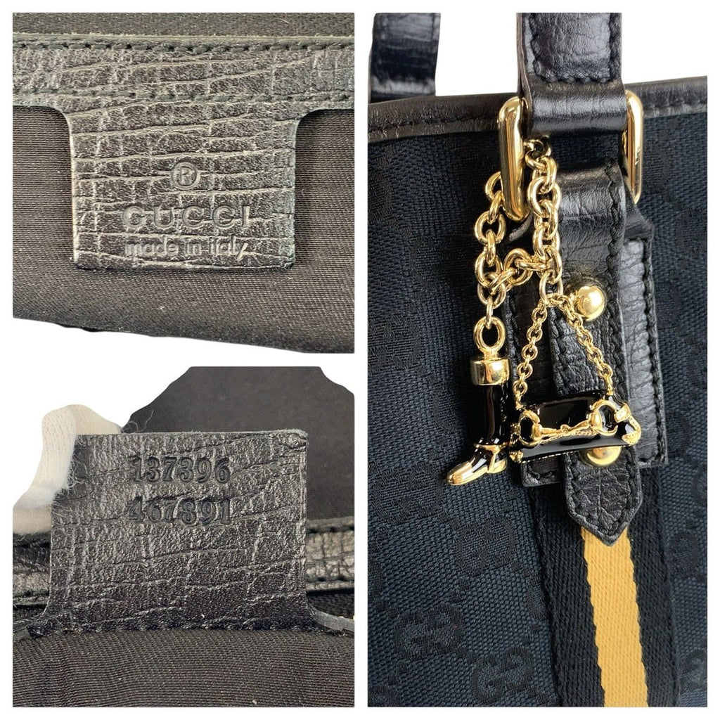 Gucci Sherry Line Black Gold GG Canvas Tote Shoulder — view 3