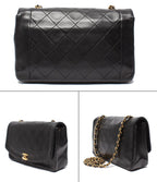Chanel Chain Shoulder Bag Gold Single Flap Quilted Lambskin Diana 25 — view 2