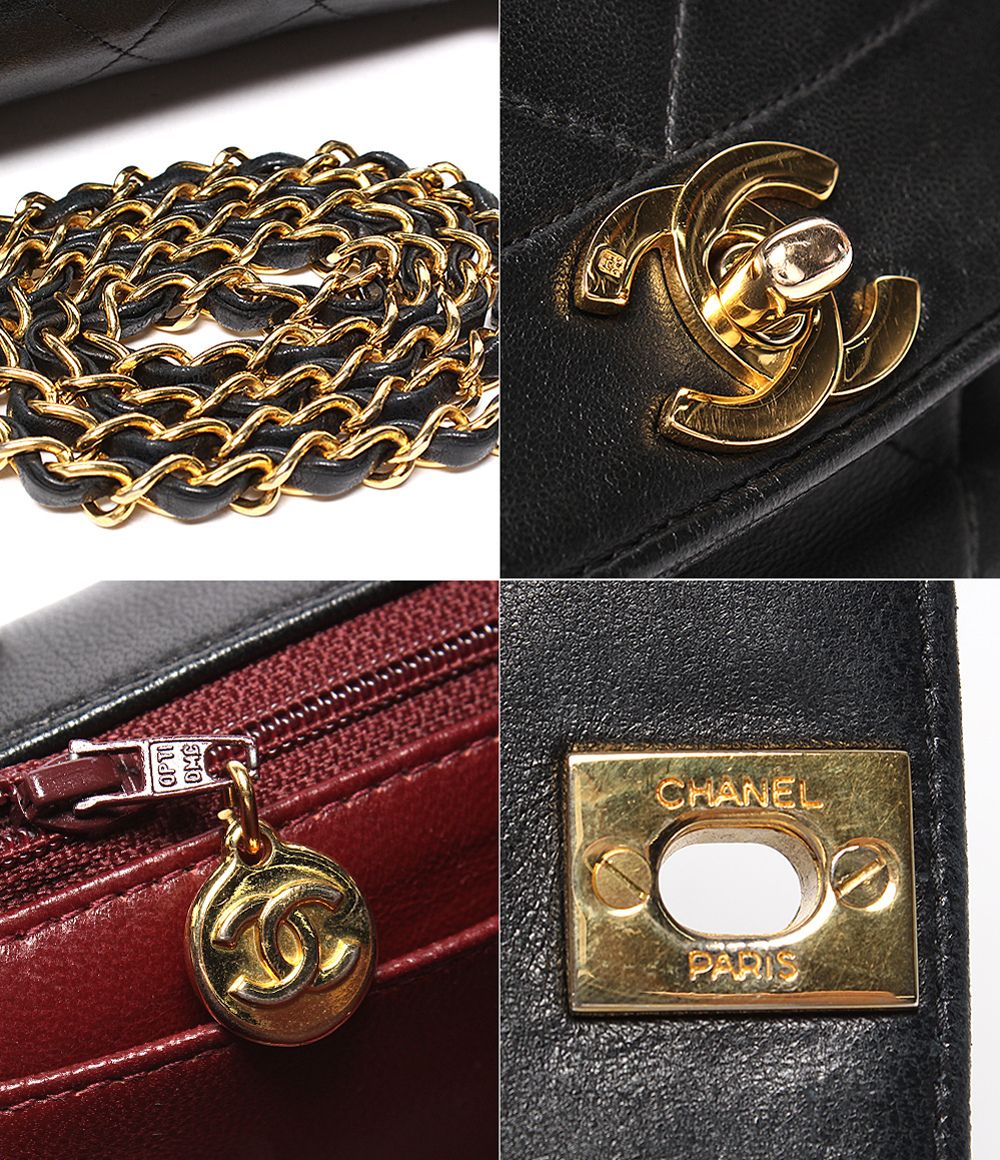 Chanel Chain Shoulder Bag Gold Single Flap Quilted Lambskin Diana 25 — view 8