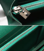 Hermes Wallet Silver Veau Epsom Vert Jade Kelly Long — view 8