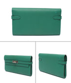 Hermes Wallet Silver Veau Epsom Vert Jade Kelly Long — view 2
