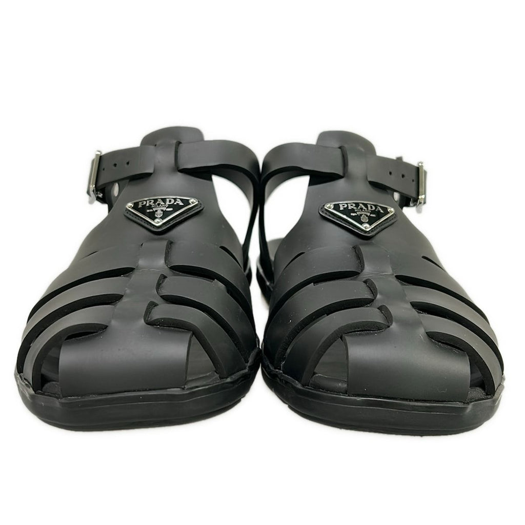 Prada Sandals 10 Fisherman Black Triangle Logo — view 5