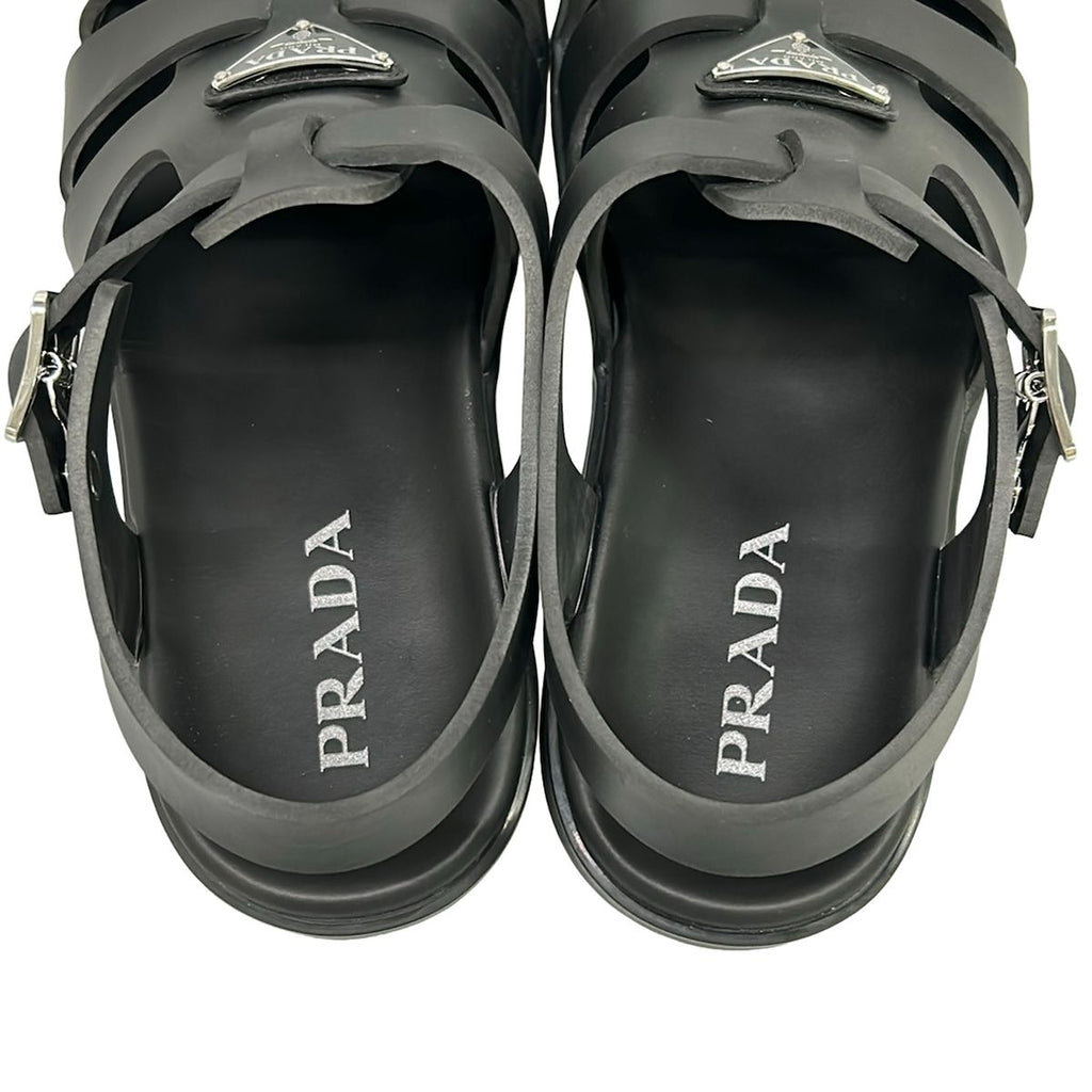 Prada Sandals 10 Fisherman Black Triangle Logo — view 7