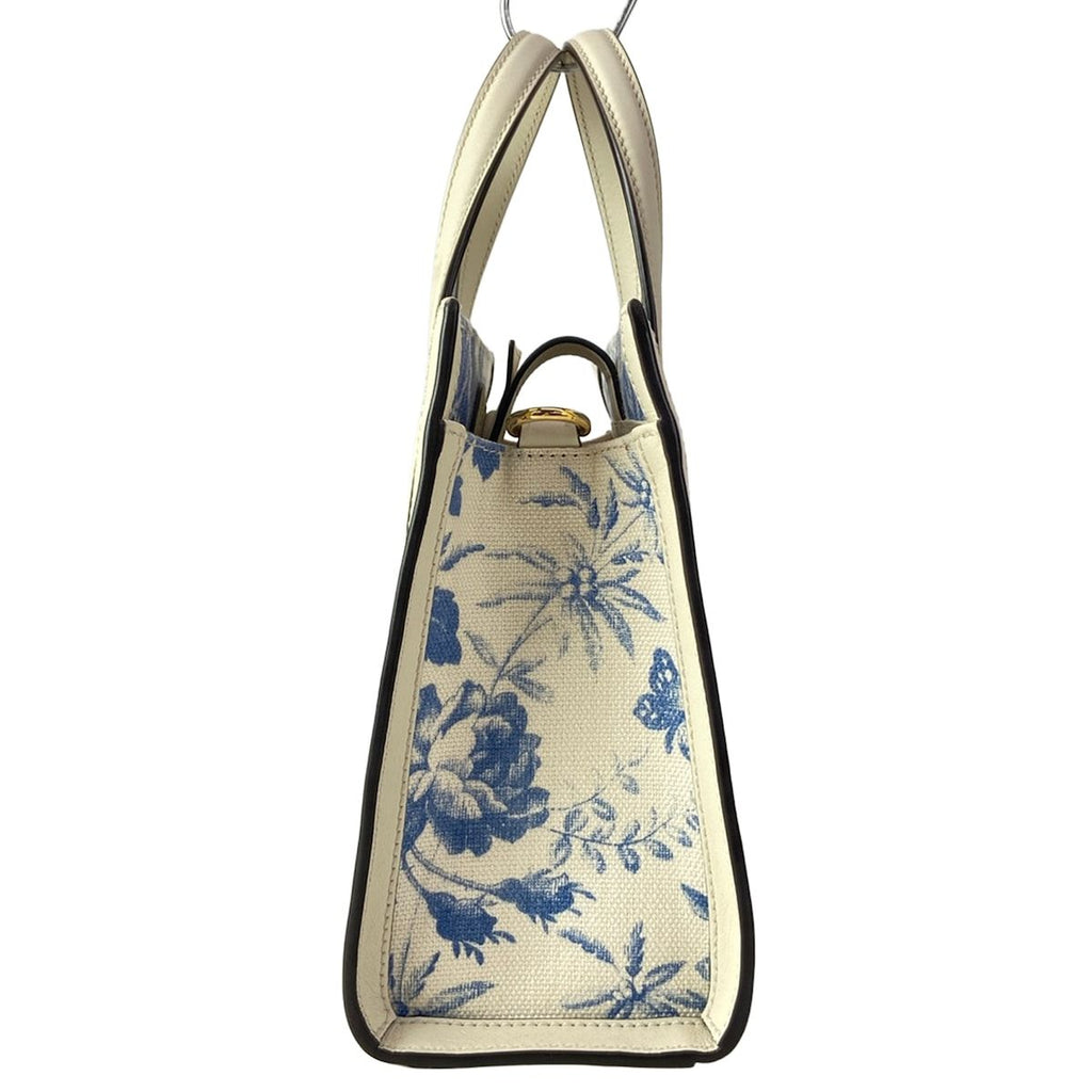 Gucci Tote GG Ribbon Herbarium Ivory Blue Floral Leather — view 4