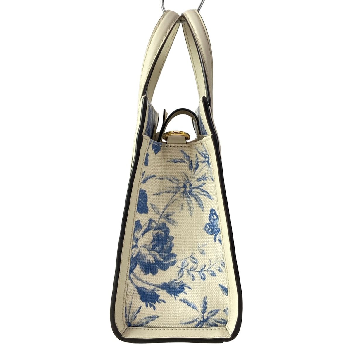 Gucci Tote GG Ribbon Herbarium Ivory Blue Floral Leather — view 4