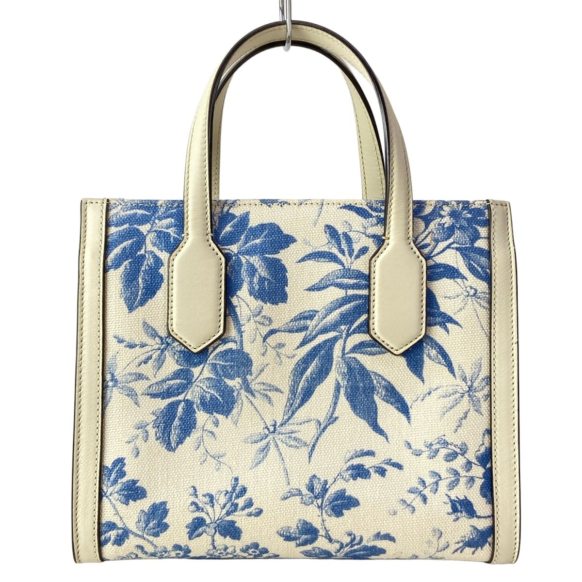 Gucci Tote GG Ribbon Herbarium Ivory Blue Floral Leather — view 3