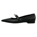 Hermes Flat Shoes 36 Kelly Buckle Black Silver Leather
