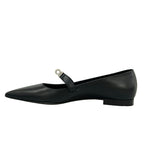 Hermes Flat Shoes 36 Kelly Buckle Black Silver Leather — view 3
