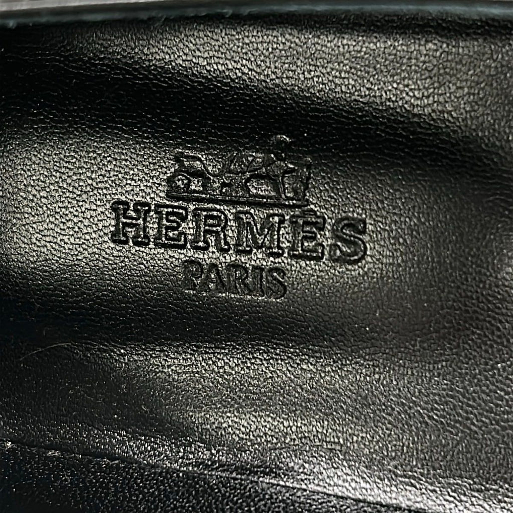 Hermes Flat Shoes 36 Kelly Buckle Black Silver Leather — view 9