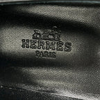 Hermes Flat Shoes 36 Kelly Buckle Black Silver Leather — view 9