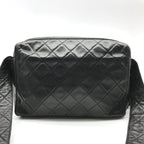 Chanel CC Logo Quilted Lambskin Leather Fringe Shoulder Bag Crossbody Black — view 3