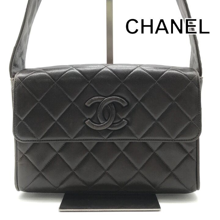 Chanel Quilted CC Logo Lambskin Leather Shoulder Bag Brown
